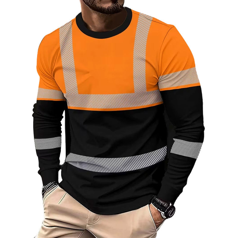 Herenshirt met print, ronde hals en lange mouwen