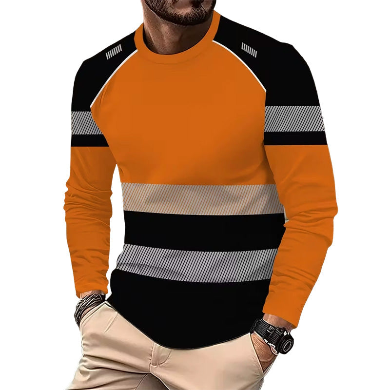 Herenshirt met print, ronde hals en lange mouwen