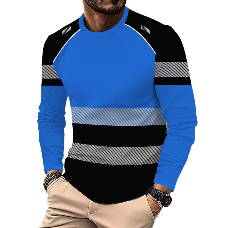 Herenshirt met print, ronde hals en lange mouwen