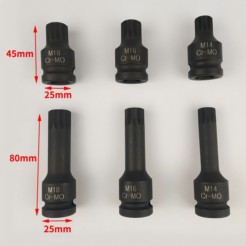 🔧 TIJDELIJKE AANBIEDING: 53% KORTING! ✨ Set met drie vierkante spline-bits – 1/2"-aandrijving, Cr-Mo-staal, twee lengtes ⚙️