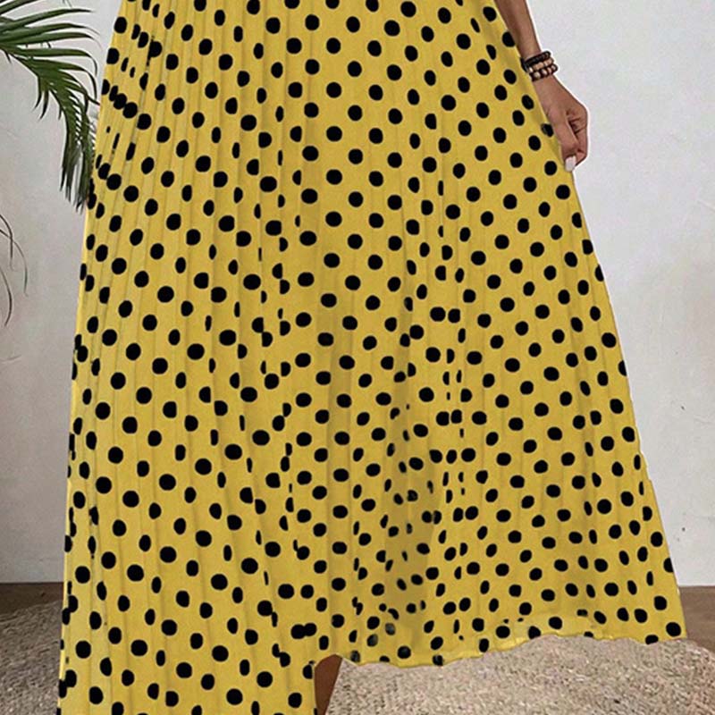 👗 TIJDELIJKE AANBIEDING: 50% KORTING! ✨ Halterjurk met stippen – soepel vallend, flatterend, retro-chic 🌼
