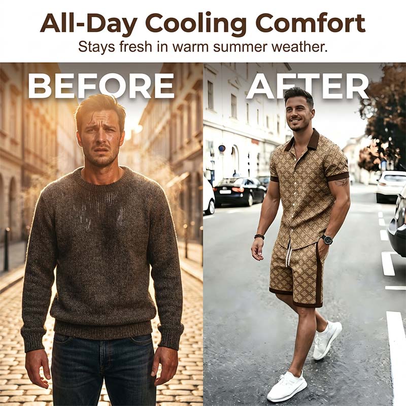 ⏳Tijdelijke aanbieding: 57% korting⏰Zomerse 2-delige set voor heren met print👕🩳