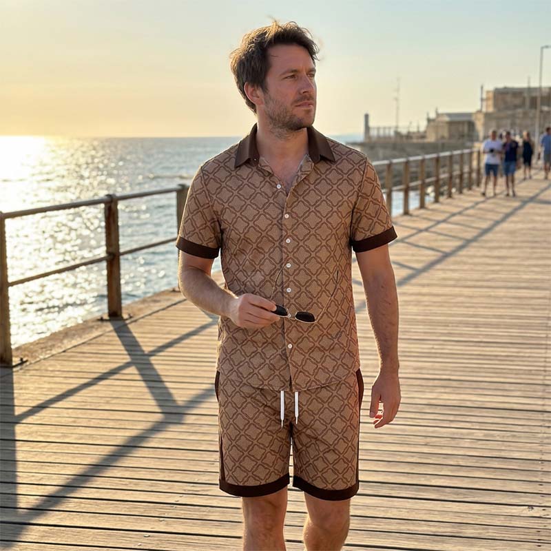 ⏳Tijdelijke aanbieding: 57% korting⏰Zomerse 2-delige set voor heren met print👕🩳