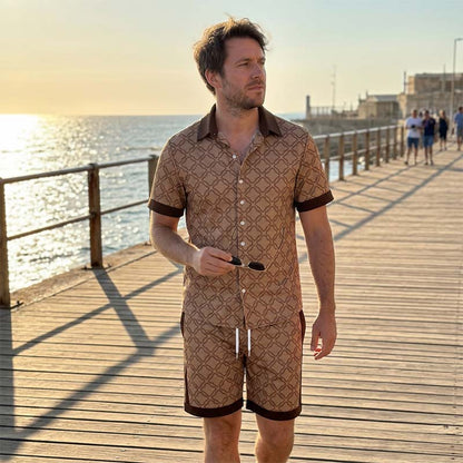 ⏳Tijdelijke aanbieding: 57% korting⏰Zomerse 2-delige set voor heren met print👕🩳