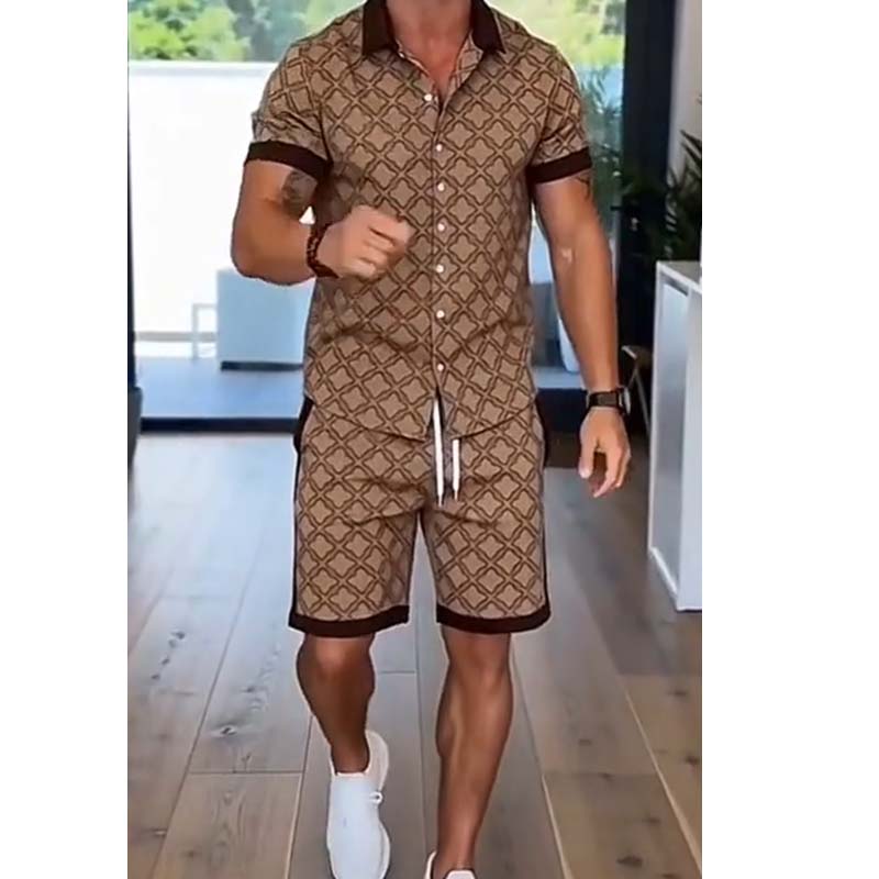 ⏳Tijdelijke aanbieding: 57% korting⏰Zomerse 2-delige set voor heren met print👕🩳