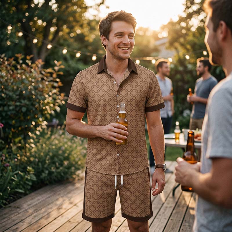 ⏳Tijdelijke aanbieding: 57% korting⏰Zomerse 2-delige set voor heren met print👕🩳
