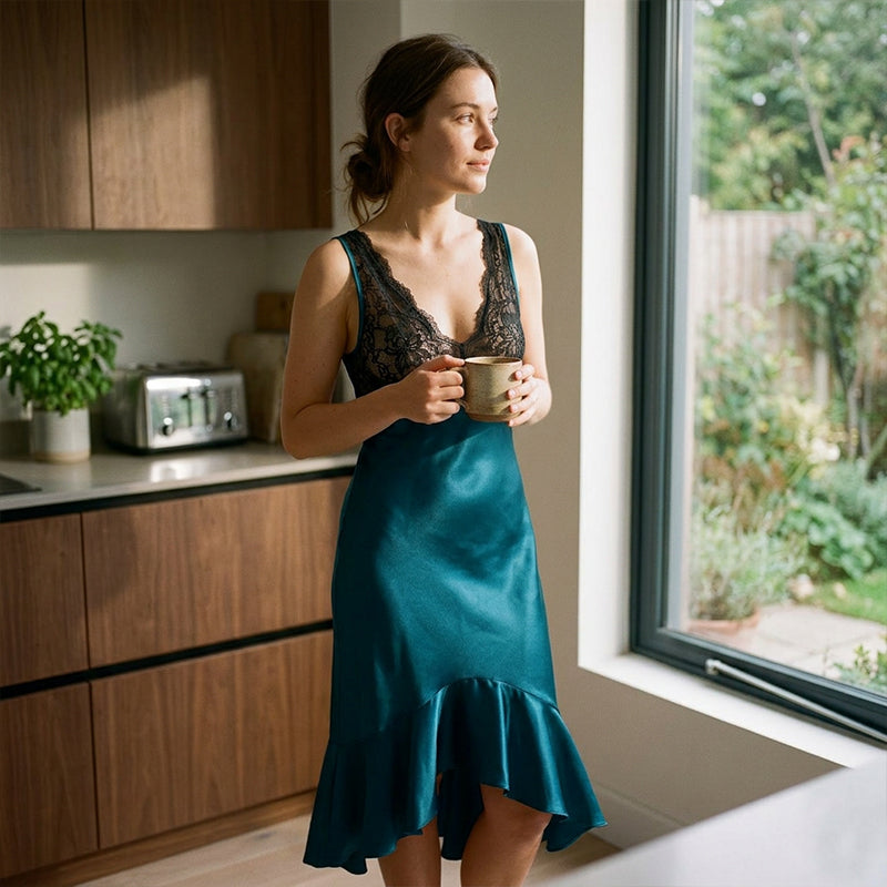 👗Elegante nachtjurk met V-hals – een perfecte combinatie van schoonheid en comfort
