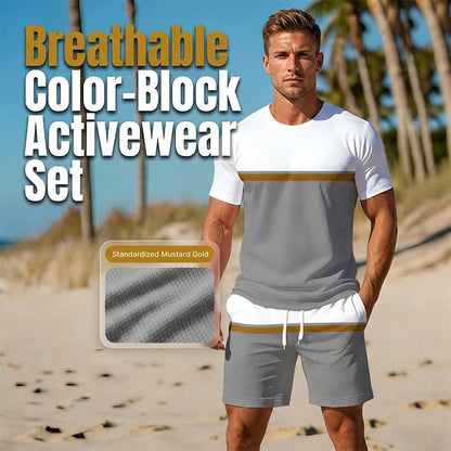🔥Zomeraanbieding: 57% korting👕 Zomerse sportoutfit voor heren met kleurblokken🏖️