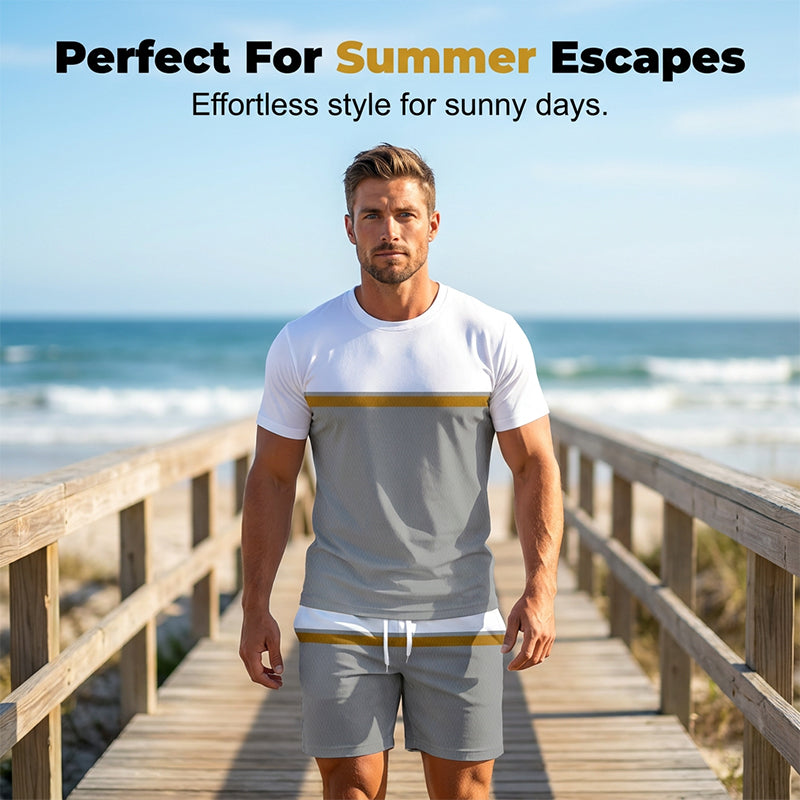 🔥Zomeraanbieding: 57% korting👕 Zomerse sportoutfit voor heren met kleurblokken🏖️