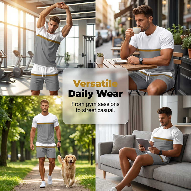 🔥Zomeraanbieding: 57% korting👕 Zomerse sportoutfit voor heren met kleurblokken🏖️