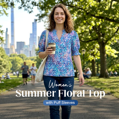 🌸Damesblouse in bohemienstijl met V-hals en pofmouwen | Casual top met print