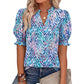 🌸Damesblouse in bohemienstijl met V-hals en pofmouwen | Casual top met print