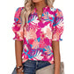 🌸Damesblouse in bohemienstijl met V-hals en pofmouwen | Casual top met print