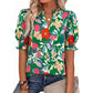 🌸Damesblouse in bohemienstijl met V-hals en pofmouwen | Casual top met print