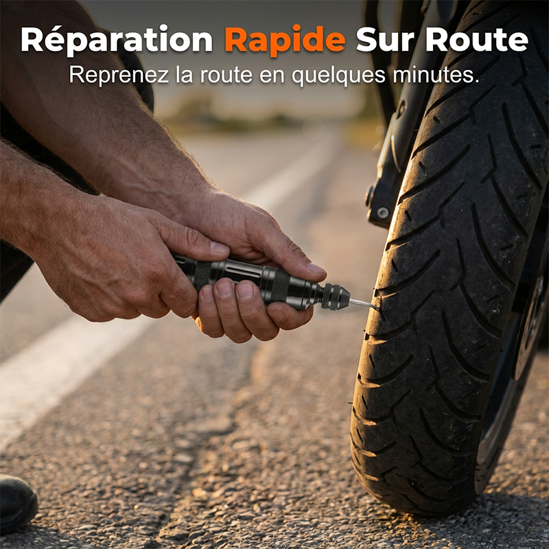 Reparatieset voor tubeless banden in een aluminium koffer
