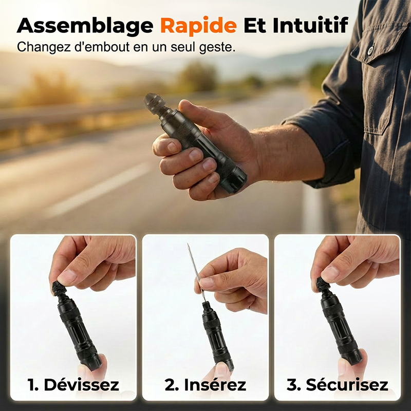 Reparatieset voor tubeless banden in een aluminium koffer