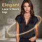 🔥40% korting👗Dames Kanten Top met V-hals – Ingewikkelde Kanten Splicing, Relaxte Soepelvallende Pasvorm, Vrouwelijke Charme✨