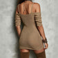 👗 48% KORTING + GRATIS VERZENDING 🌙 Off-shoulder bodycon-minijurk voor dames 🖤