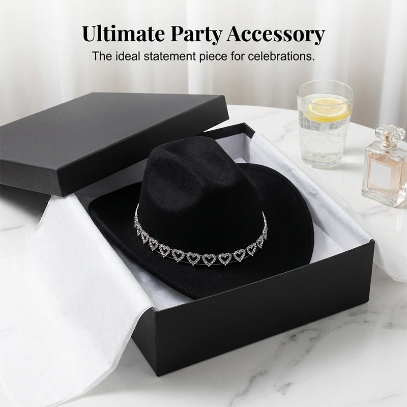 🤠 Dames rhinestone hart cowboyhoed – Sprankelende, elegante Franse jazz fedora ✨