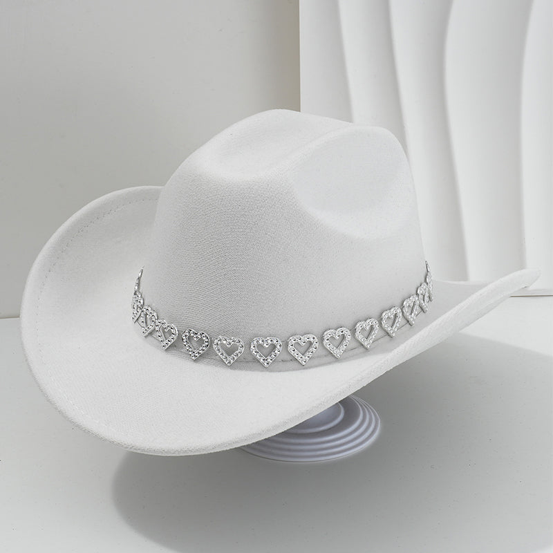 🤠 Dames rhinestone hart cowboyhoed – Sprankelende, elegante Franse jazz fedora ✨