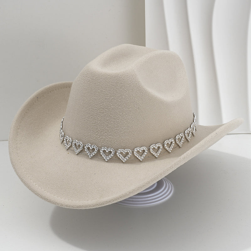 🤠 Dames rhinestone hart cowboyhoed – Sprankelende, elegante Franse jazz fedora ✨