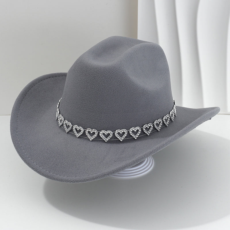🤠 Dames rhinestone hart cowboyhoed – Sprankelende, elegante Franse jazz fedora ✨