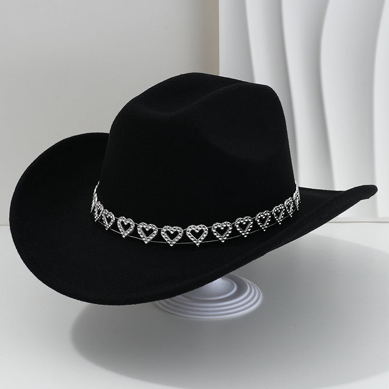 🤠 Dames rhinestone hart cowboyhoed – Sprankelende, elegante Franse jazz fedora ✨