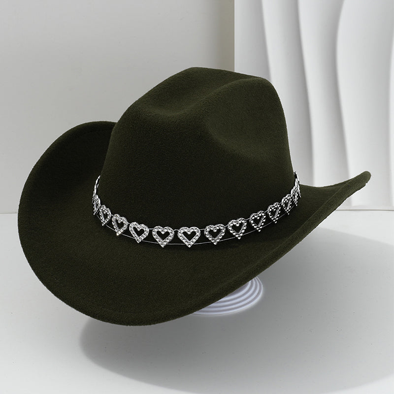 🤠 Dames rhinestone hart cowboyhoed – Sprankelende, elegante Franse jazz fedora ✨