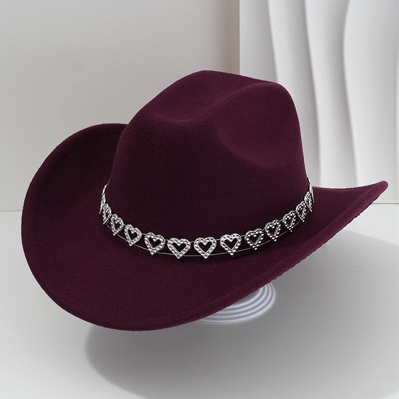 🤠 Dames rhinestone hart cowboyhoed – Sprankelende, elegante Franse jazz fedora ✨