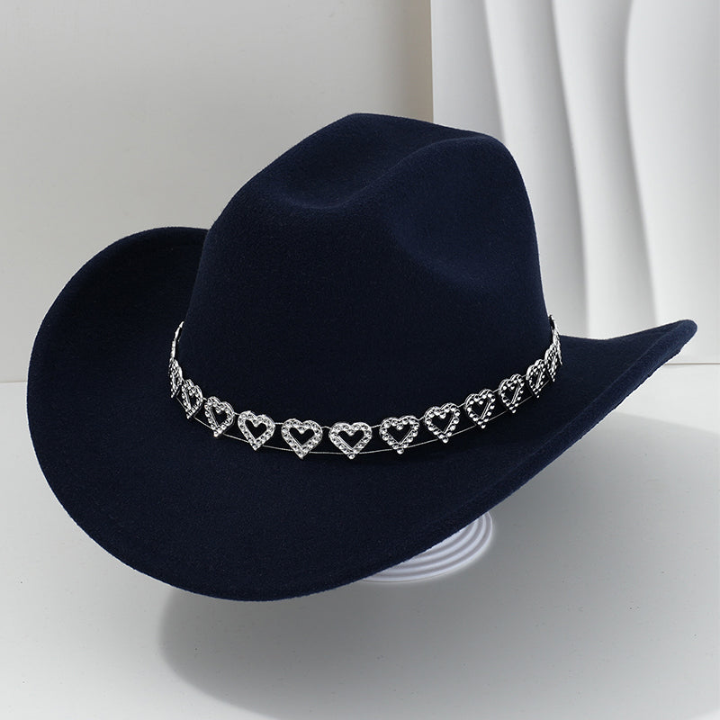 🤠 Dames rhinestone hart cowboyhoed – Sprankelende, elegante Franse jazz fedora ✨
