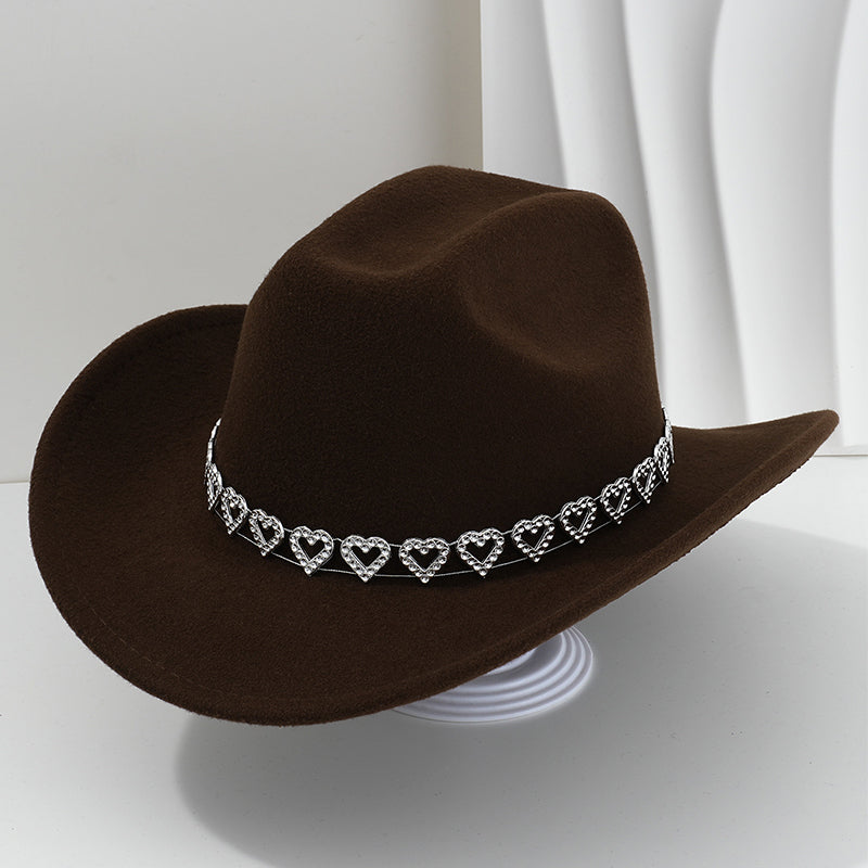 🤠 Dames rhinestone hart cowboyhoed – Sprankelende, elegante Franse jazz fedora ✨