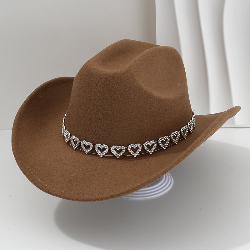 🤠 Dames rhinestone hart cowboyhoed – Sprankelende, elegante Franse jazz fedora ✨