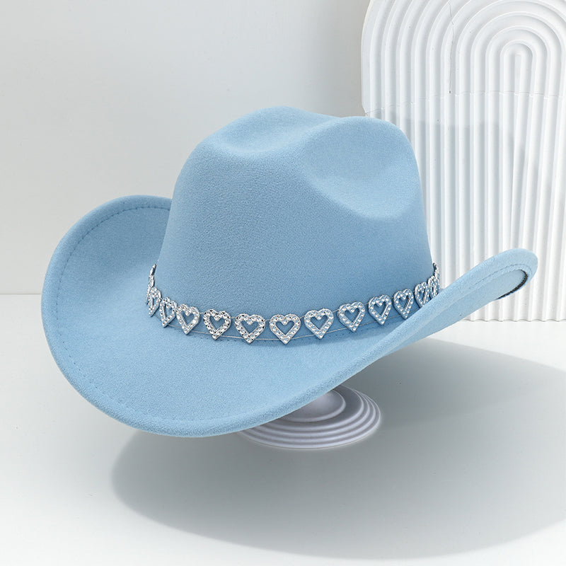 🤠 Dames rhinestone hart cowboyhoed – Sprankelende, elegante Franse jazz fedora ✨