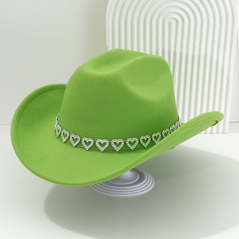 🤠 Dames rhinestone hart cowboyhoed – Sprankelende, elegante Franse jazz fedora ✨