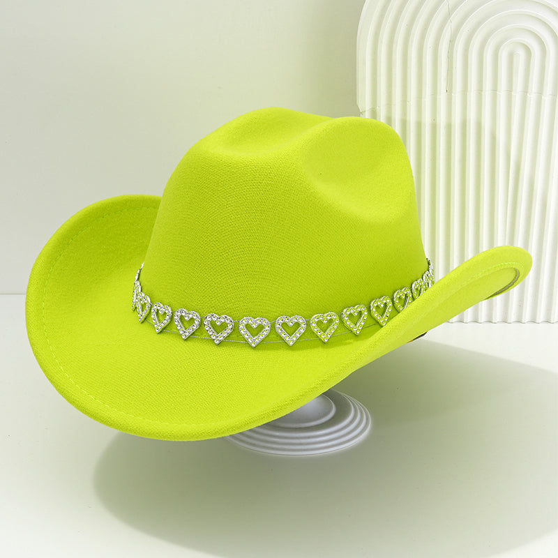 🤠 Dames rhinestone hart cowboyhoed – Sprankelende, elegante Franse jazz fedora ✨