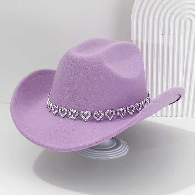 🤠 Dames rhinestone hart cowboyhoed – Sprankelende, elegante Franse jazz fedora ✨