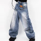 Dames jeans met asymmetrische taille en wijde pijpen