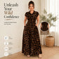 👗 Elegante damesjurk met revers en luipaardprint