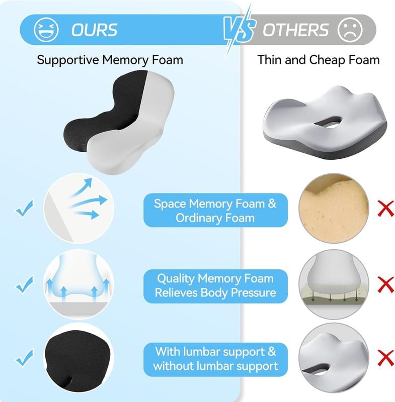 🔥 55% KORTING + GRATIS VERZENDING ☁️ Ergonomisch Traagschuim Zitkussen | Verlicht Rug- en Stuitpijn (Auto & Kantoor)
