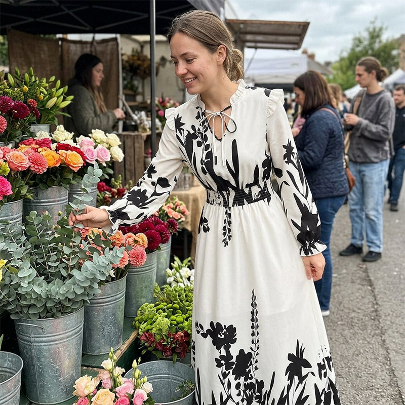 👗 50% KORTING ✨Elegante maxi-jurk met bloemenpatroon voor dames 🔥