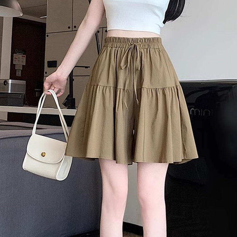 🔥Set van twee stuks👗 Korte broek met hoge taille en wijde pijpen — geplooide zoom & benadrukt je figuur 🎀
