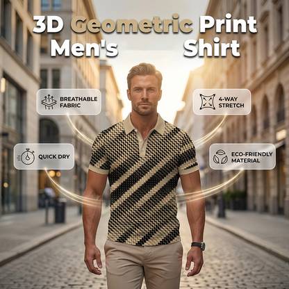 👕 Heren Geometrische Print Overhemd met Kraag ⭐