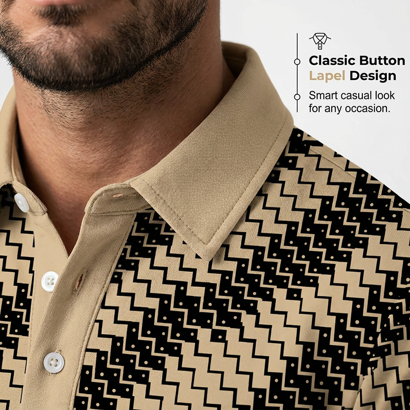 👕 Heren Geometrische Print Overhemd met Kraag ⭐