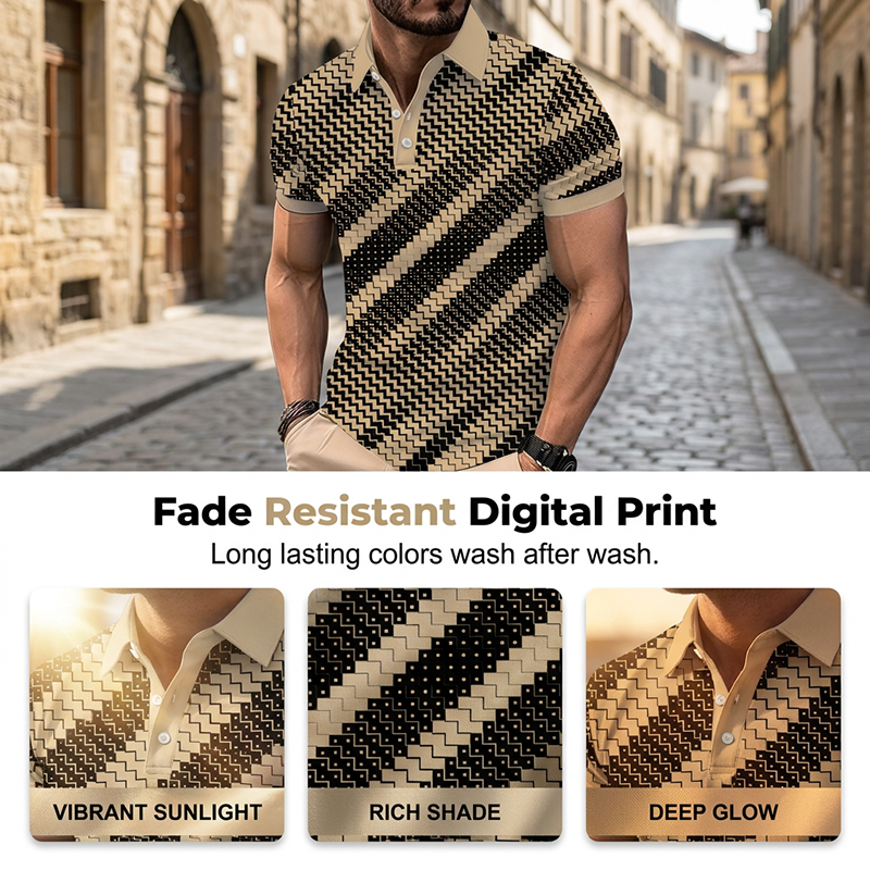👕 Heren Geometrische Print Overhemd met Kraag ⭐