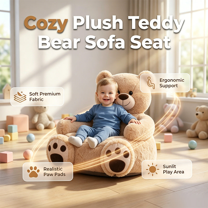 🔥50% KORTING + GRATIS VERZENDING🧸 Pluche teddybeer-kinderbank – Zacht kussen in de vorm van een stripfiguur met rugleuning