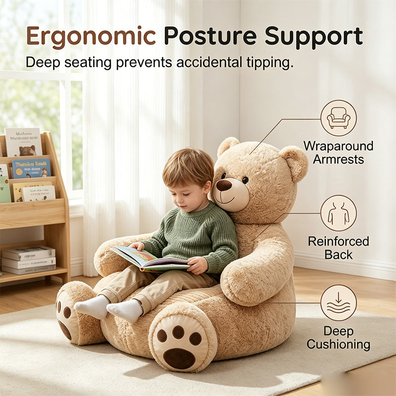 🔥50% KORTING + GRATIS VERZENDING🧸 Pluche teddybeer-kinderbank – Zacht kussen in de vorm van een stripfiguur met rugleuning