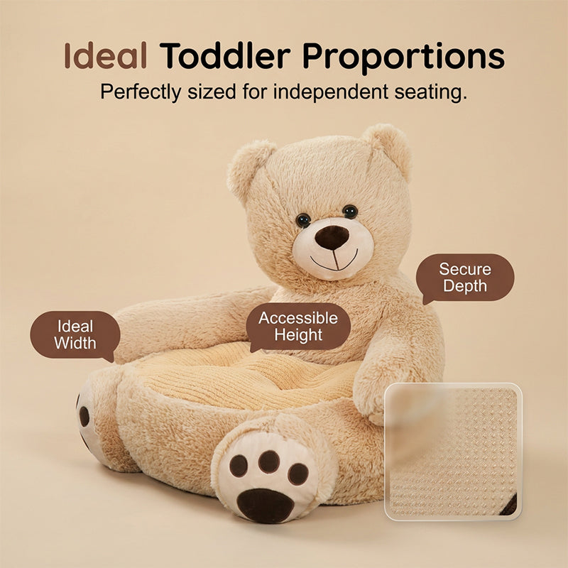 🔥50% KORTING + GRATIS VERZENDING🧸 Pluche teddybeer-kinderbank – Zacht kussen in de vorm van een stripfiguur met rugleuning