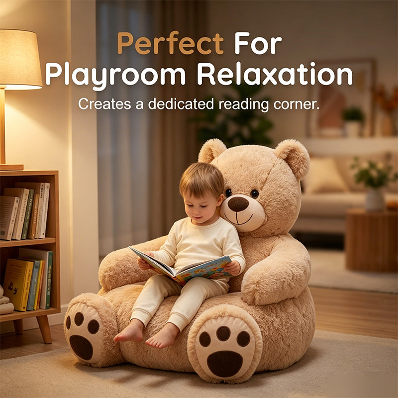 🔥50% KORTING + GRATIS VERZENDING🧸 Pluche teddybeer-kinderbank – Zacht kussen in de vorm van een stripfiguur met rugleuning