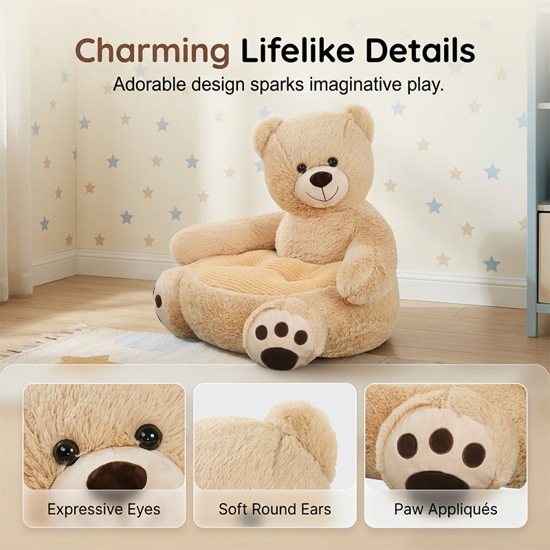 🔥50% KORTING + GRATIS VERZENDING🧸 Pluche teddybeer-kinderbank – Zacht kussen in de vorm van een stripfiguur met rugleuning