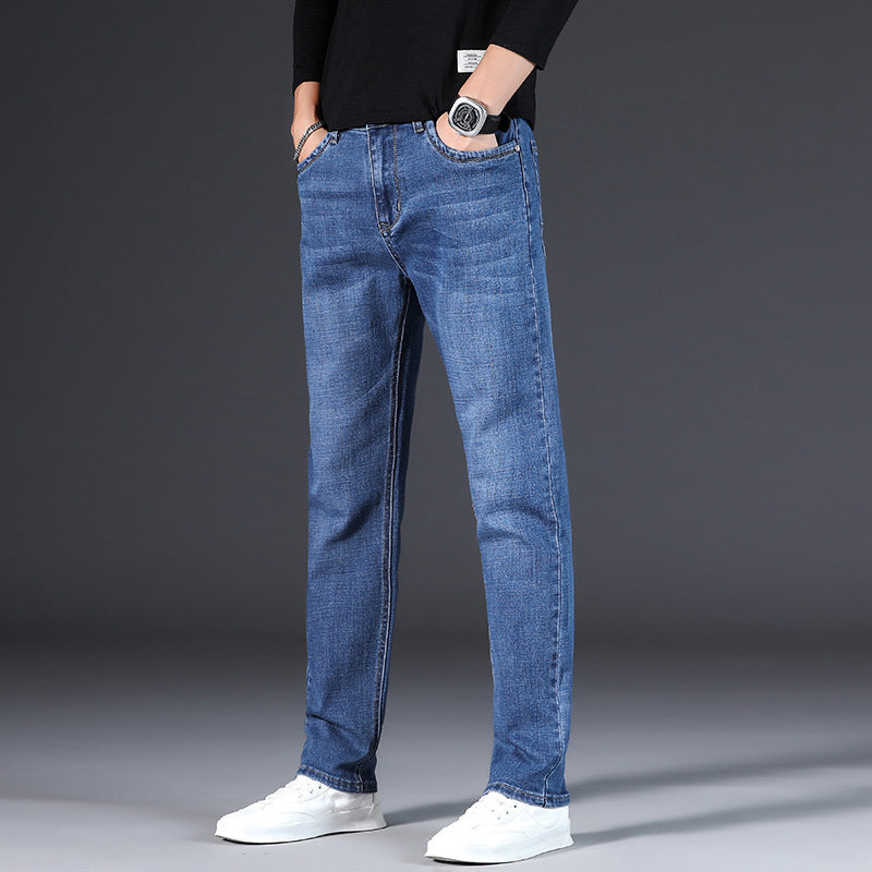 👖 Herenjeans met hoge taille en rechte pasvorm, van stretchstof